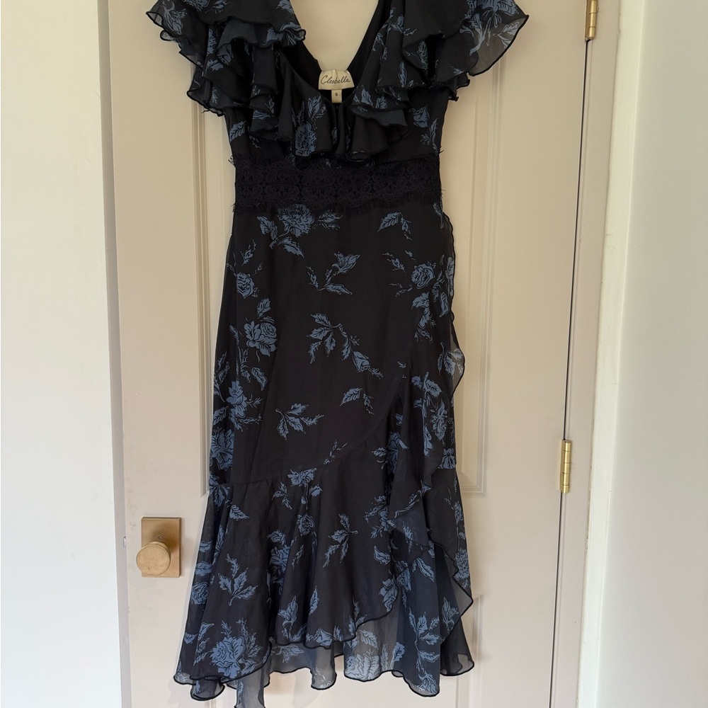 Cleobella Feminine Floral Dress with Ruffle Neckline | Size S